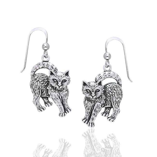 Movable Head Kitty Cat Earrings in Solid Sterling Silver