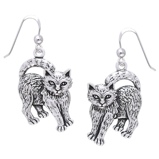 Movable Head Kitty Cat Earrings in Solid Sterling Silver