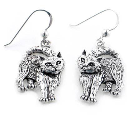 Movable Head Kitty Cat Earrings in Solid Sterling Silver