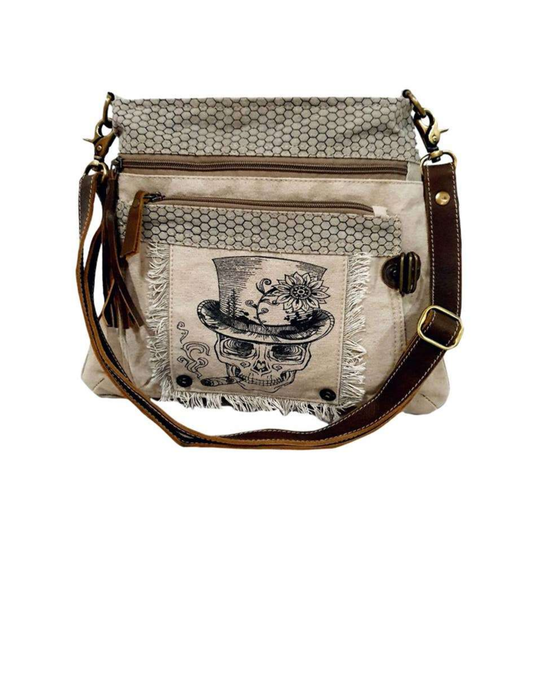 The Canvas Shoulder Bag with Skull and Hat Clea Ray
