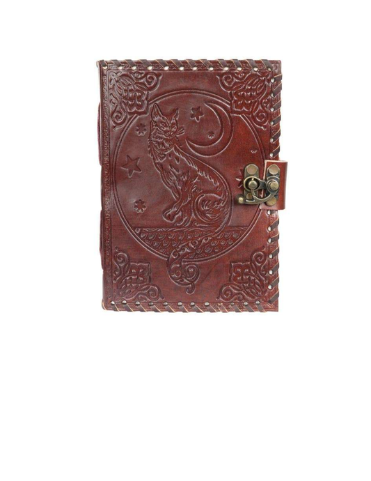 Cat, Moon, and Stars Leather Journal