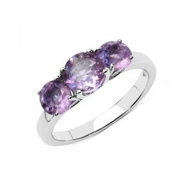 Women's Sterling Silver 1.63 CTW Amethyst Size 7 Designer Ring