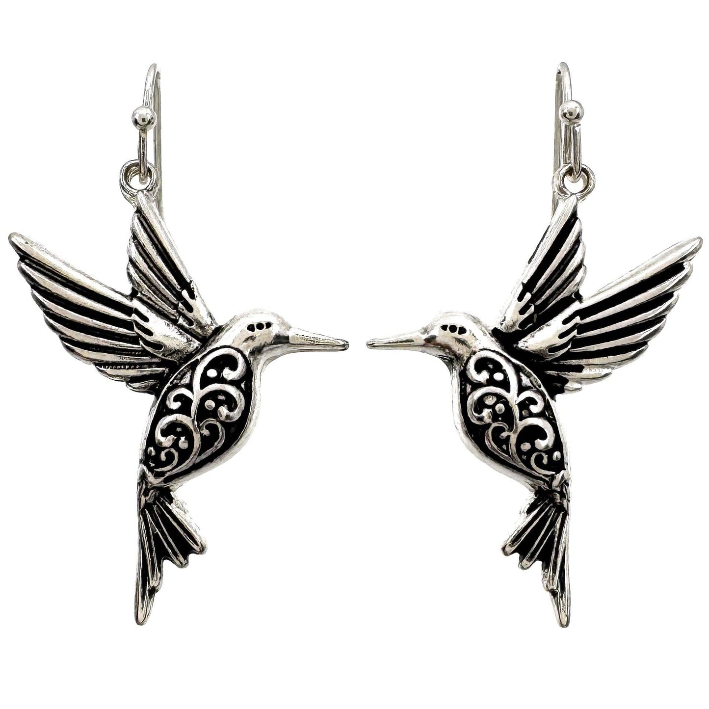 Hummingbird Filigree Silver Earrings