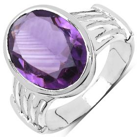 Women's White Gold Rhodium Over Sterling Silver 5.50 CTW Amethyst Size 7 Designer Ring