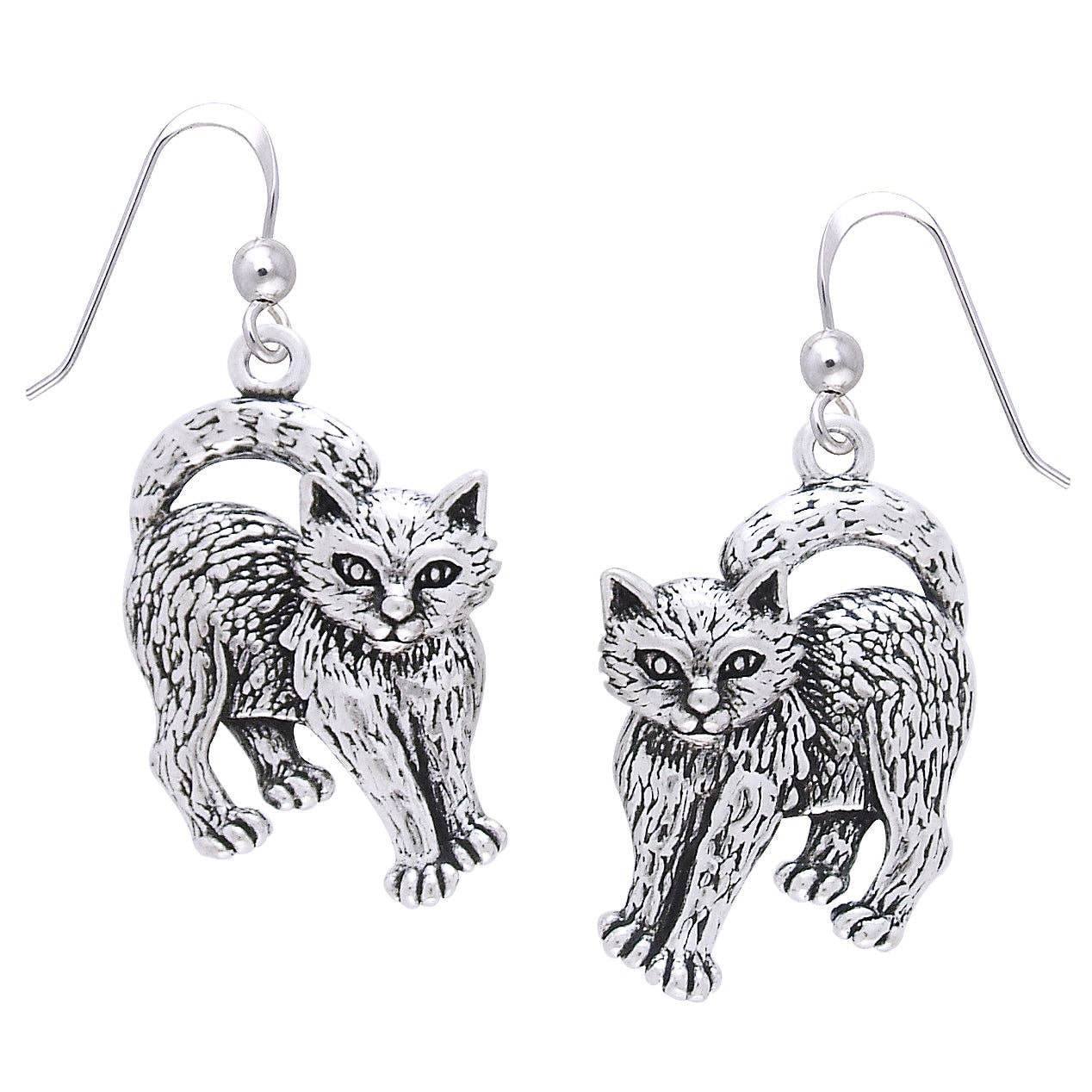 Movable Head Kitty Cat Earrings in Solid Sterling Silver