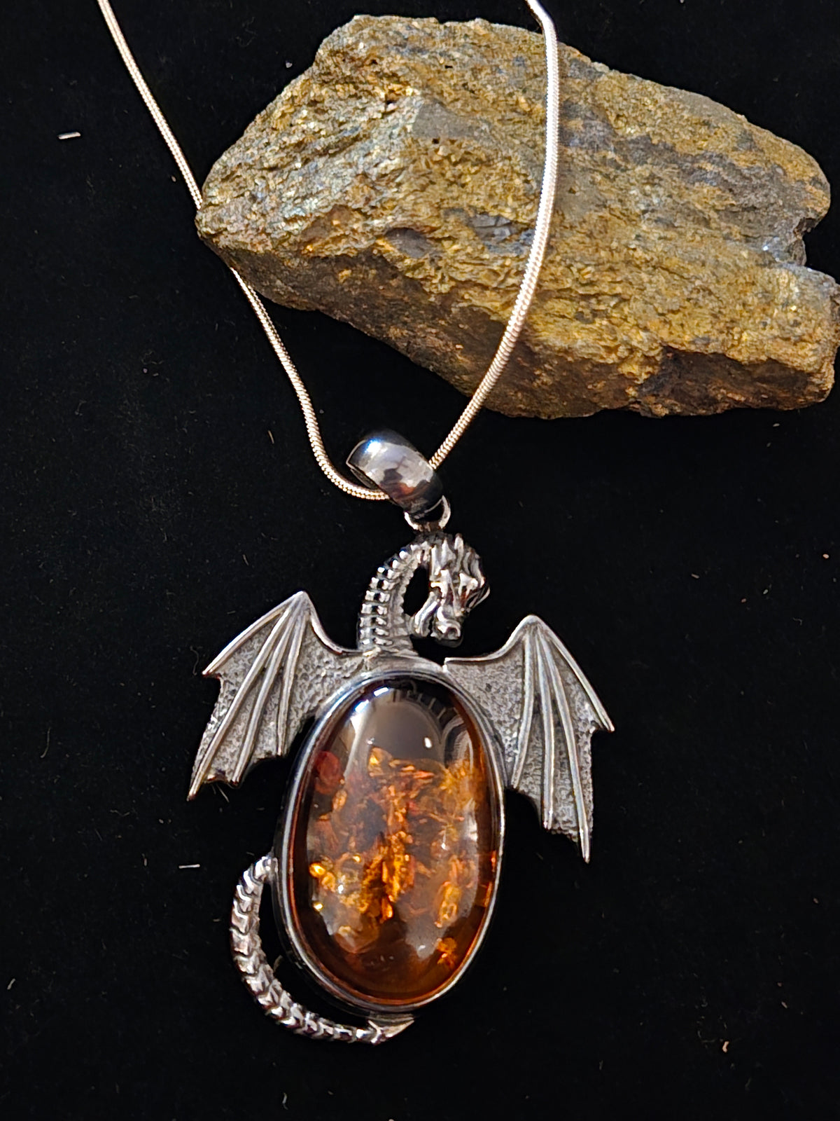 Amber and Sterling Silver Necklace