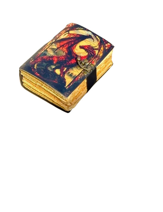 Handcrafted Leather Journal (7x5, 400 pages) Red Dragon