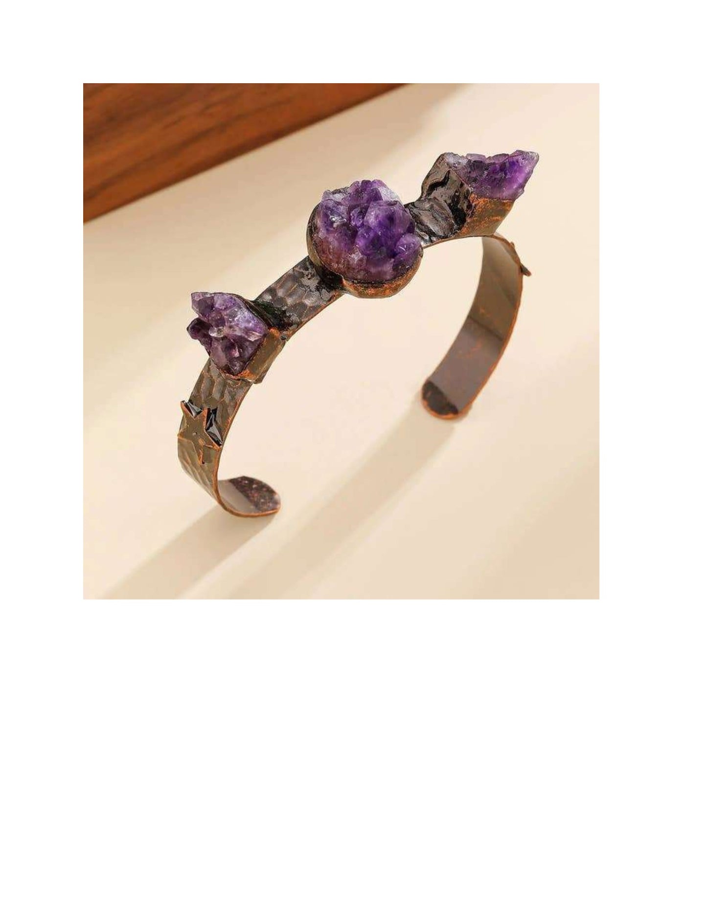 Bronze and Amethyst Bracelet - Handcrafted Beauty with Natural Energy