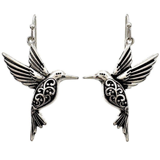 Hummingbird Filigree Silver Earrings